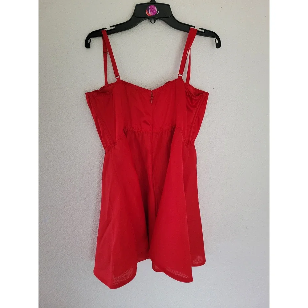 Victoria's Secret Red‎ Corset Babydoll Slip Dress Underwire Bow Large NWT #12